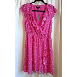 NWT J. Crew Reimagined Mercantile Pink/Floral Mini Dress Sz 2 Ruffle V Neck‎